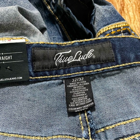 True Luck Jeans Classic Stretch Blue Denim Men’s W 32 x L 32 Brand New - Picture 8 of 11